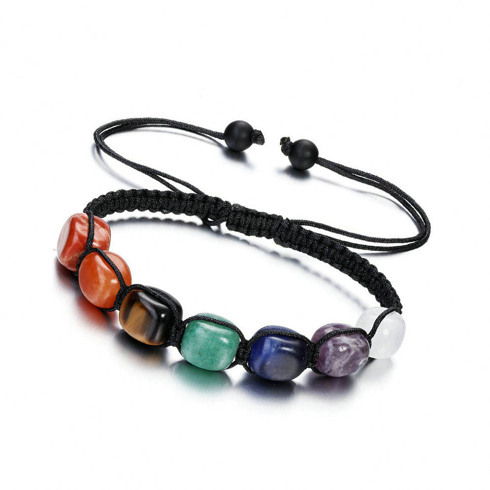 7 Chakra Stone Yoga Bracelet Reiki Healing Crystal Natural Gemstone Braided Rope Bracelet