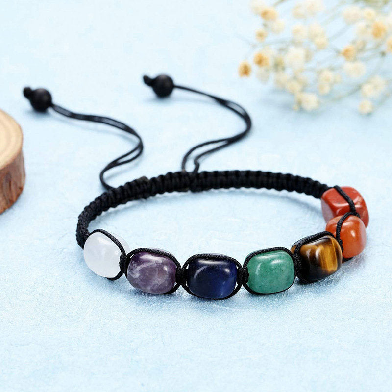 7 Chakra Stone Yoga Bracelet Reiki Healing Crystal Natural Gemstone Braided Rope Bracelet