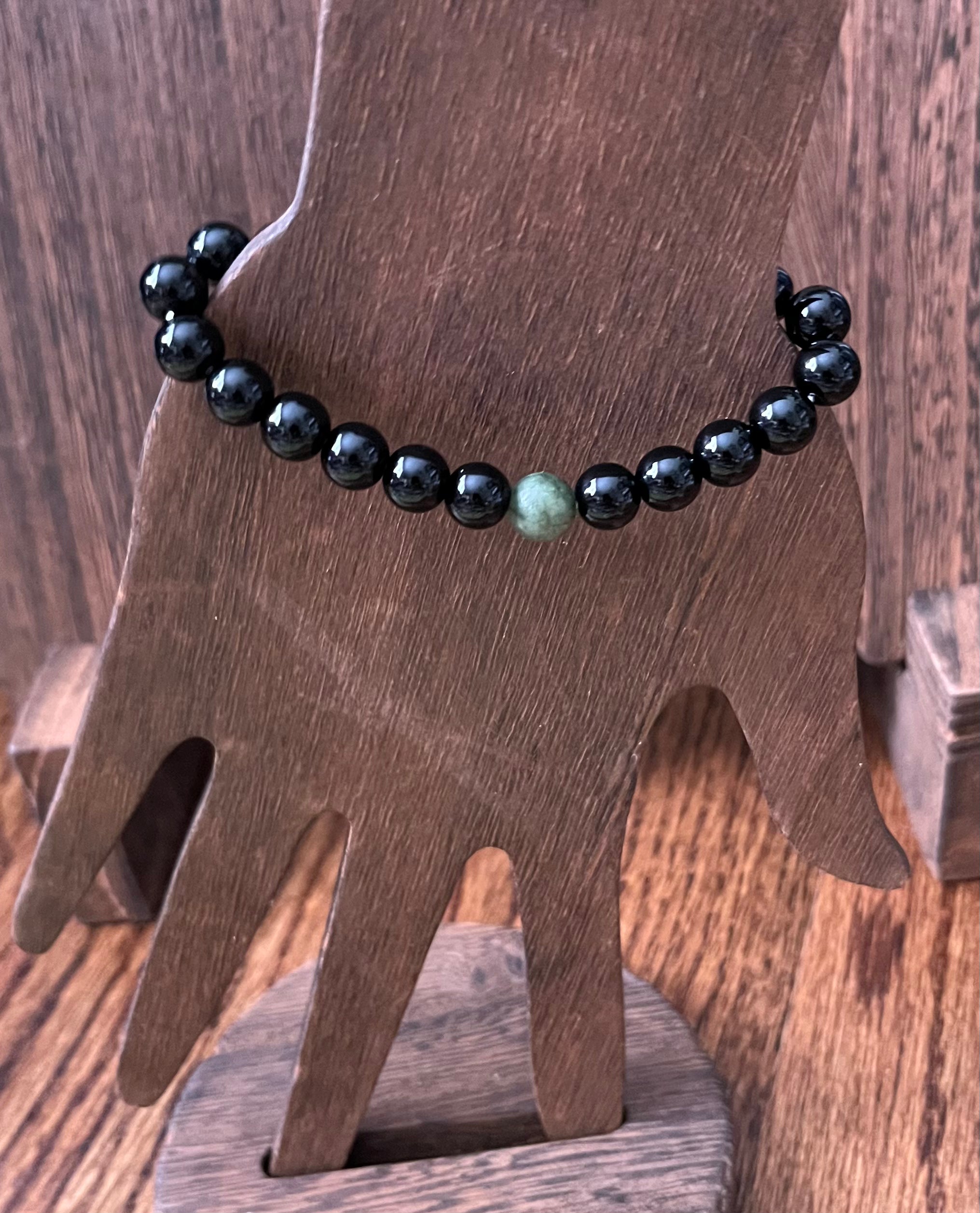 Black Onyx and Green Peridot Stone Bracelet