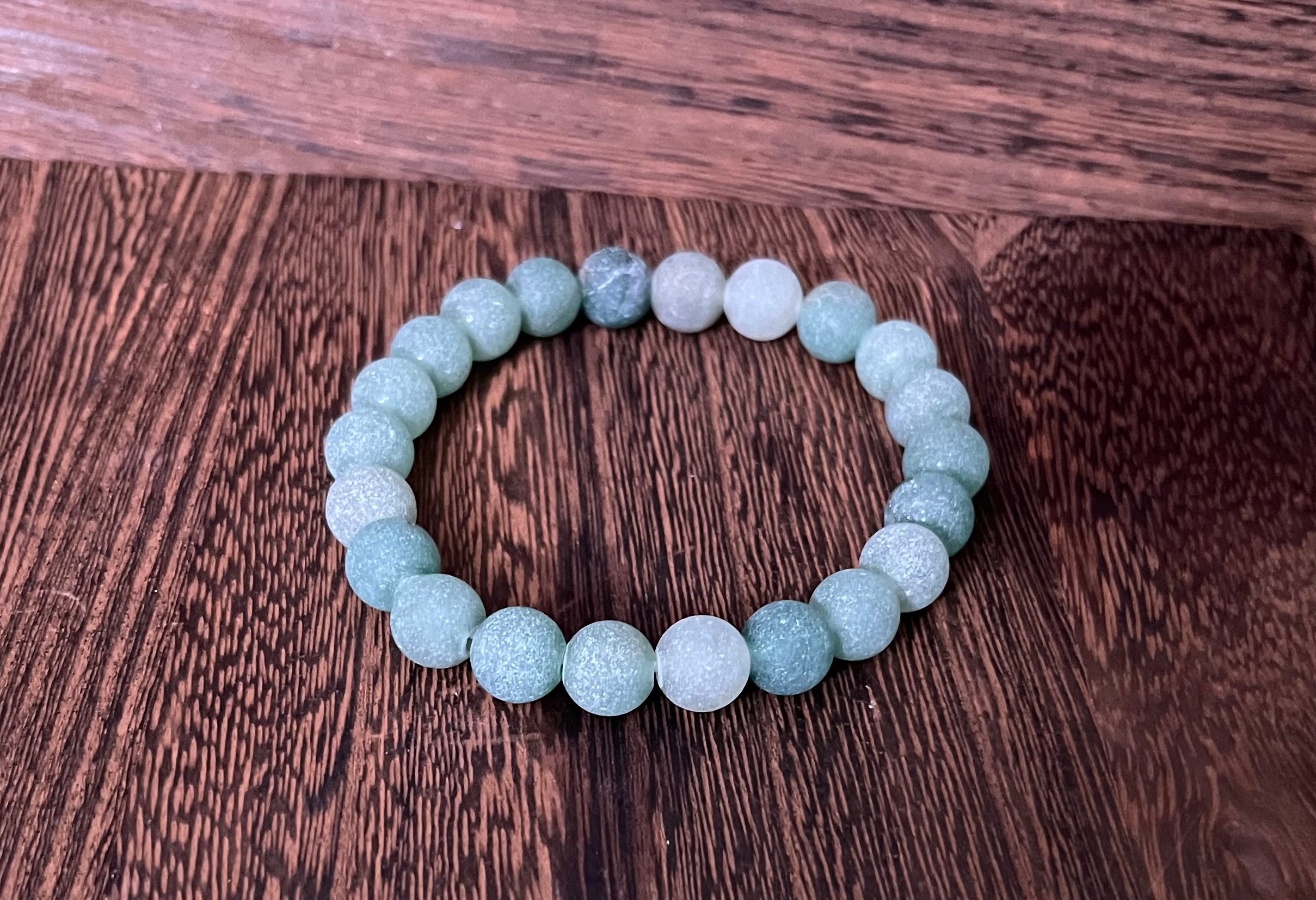 Green Weathered Agate Stone Bracelet