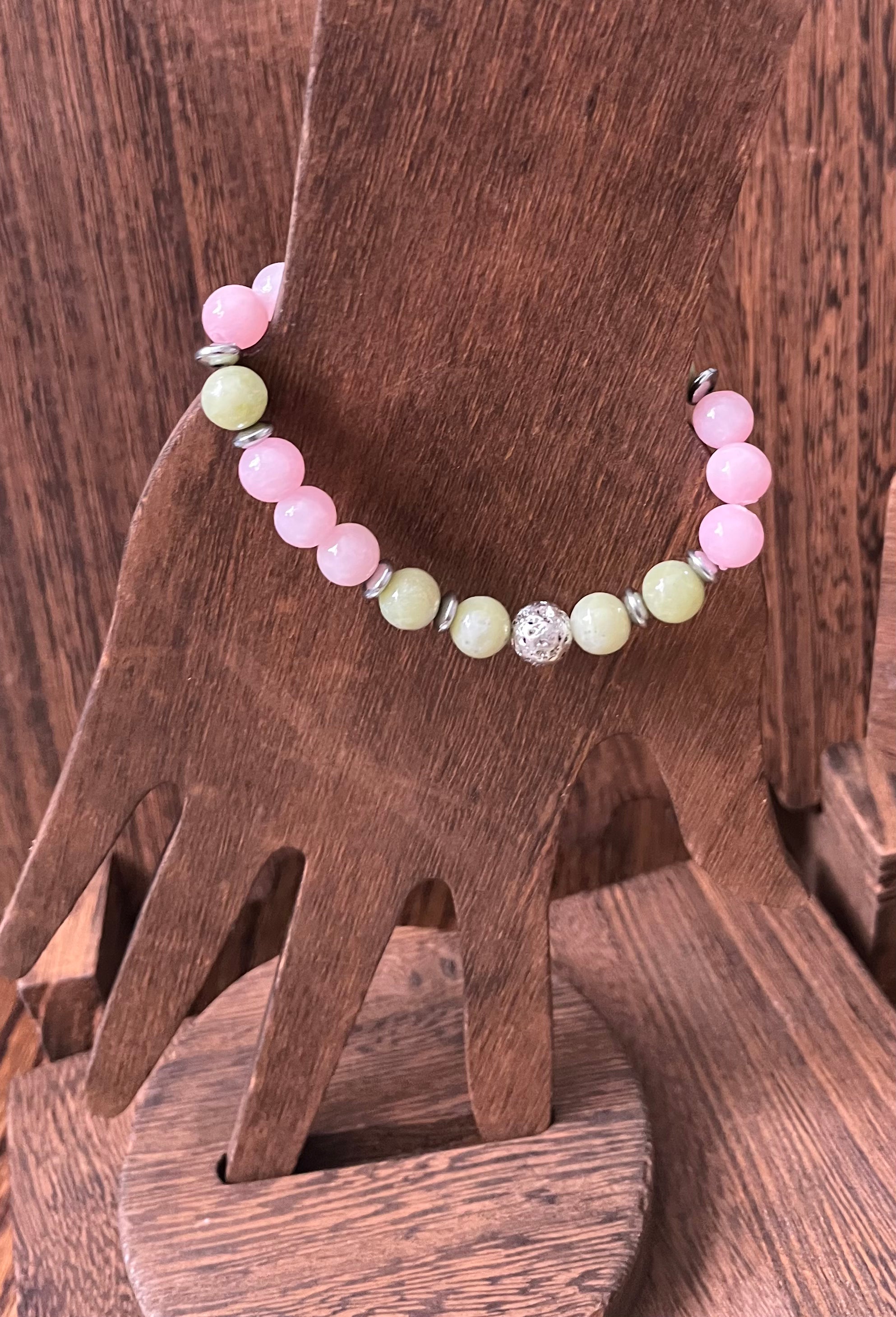 Rose Quartz & Jade Stone Bracelet