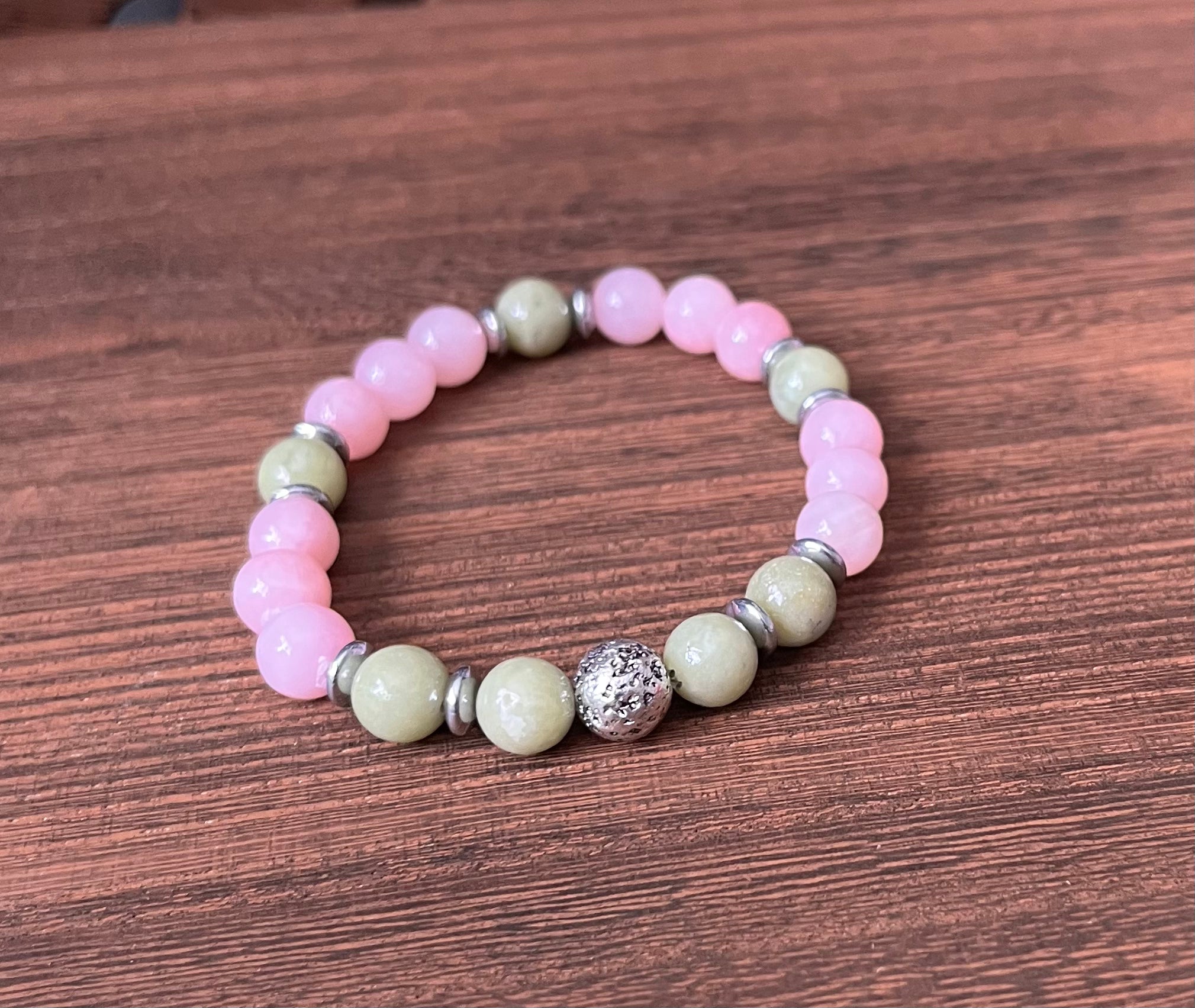 Rose Quartz & Jade Stone Bracelet