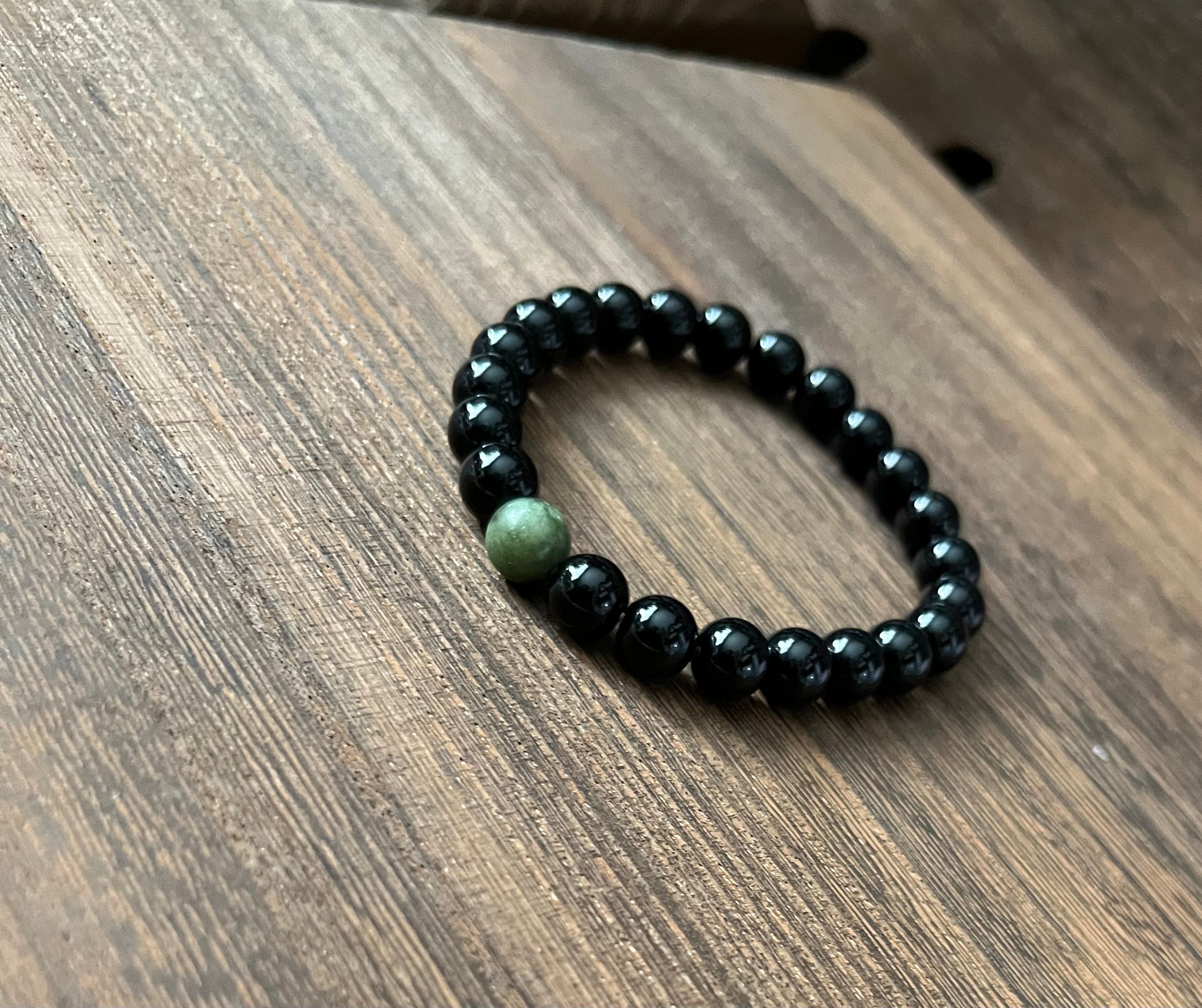 Black Onyx and Green Peridot Stone Bracelet