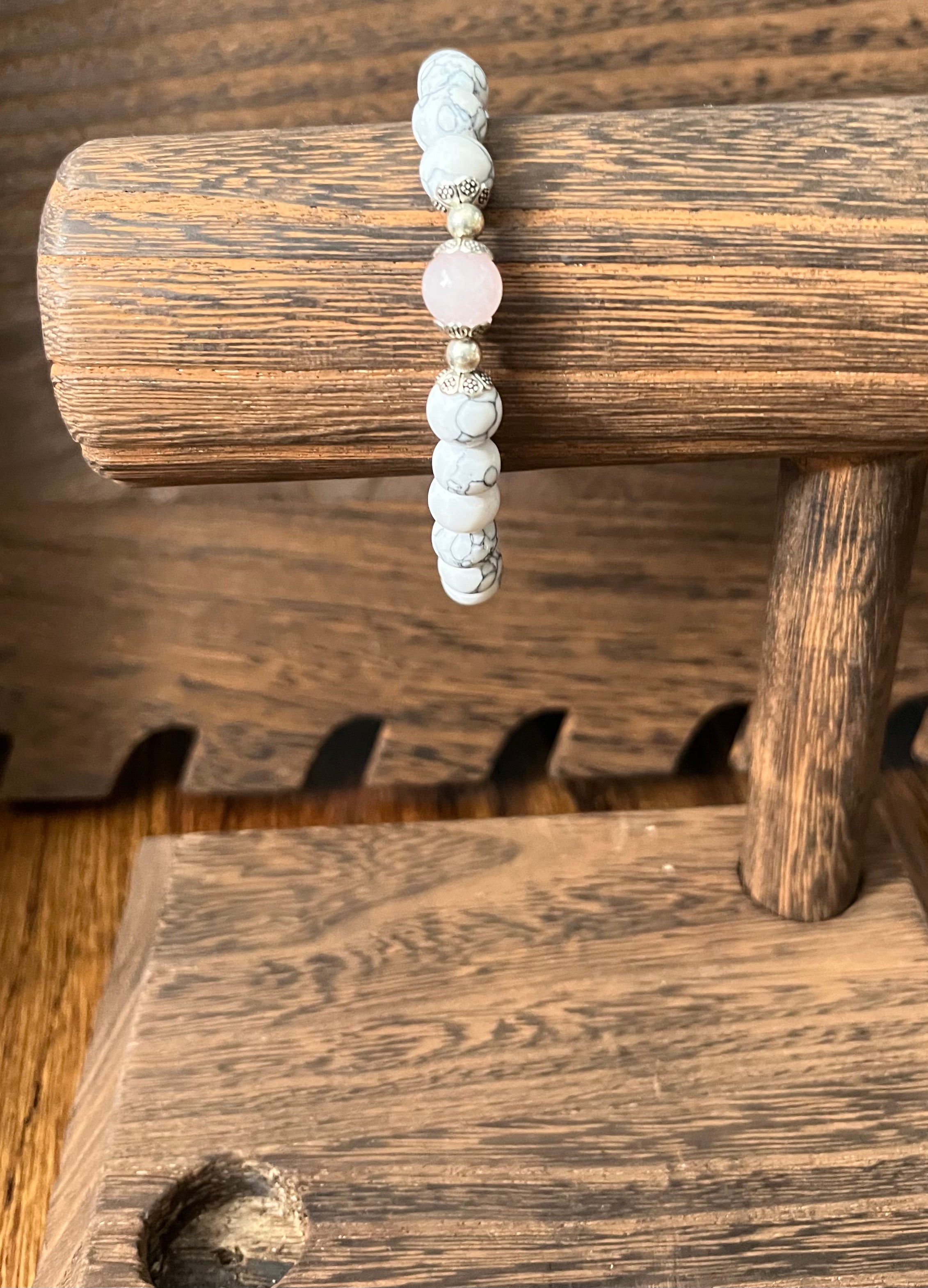 White Howlite & Rose Quartz Stone Bracelet