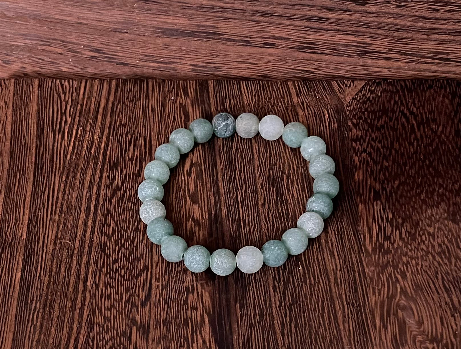 Green Weathered Agate Stone Bracelet