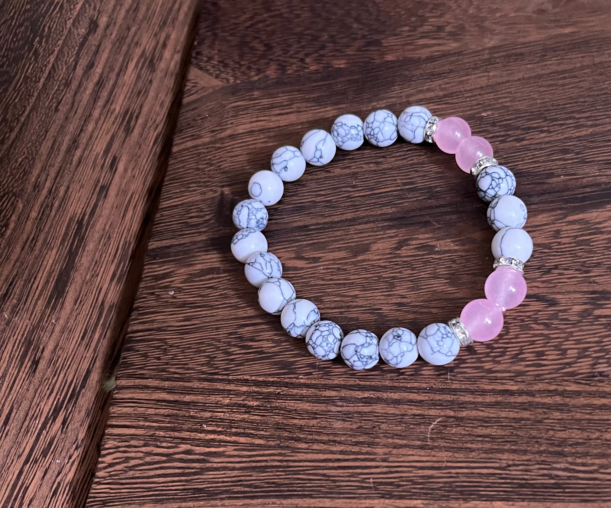 Rose Quartz and White Howlite Stone Bracelet