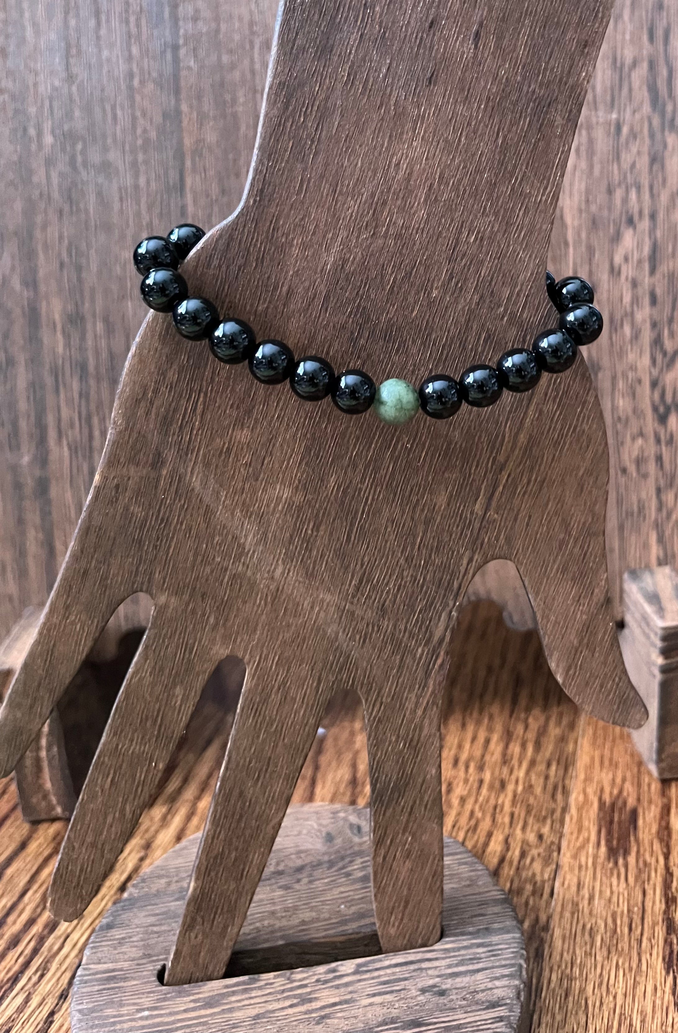 Black Onyx and Green Peridot Stone Bracelet