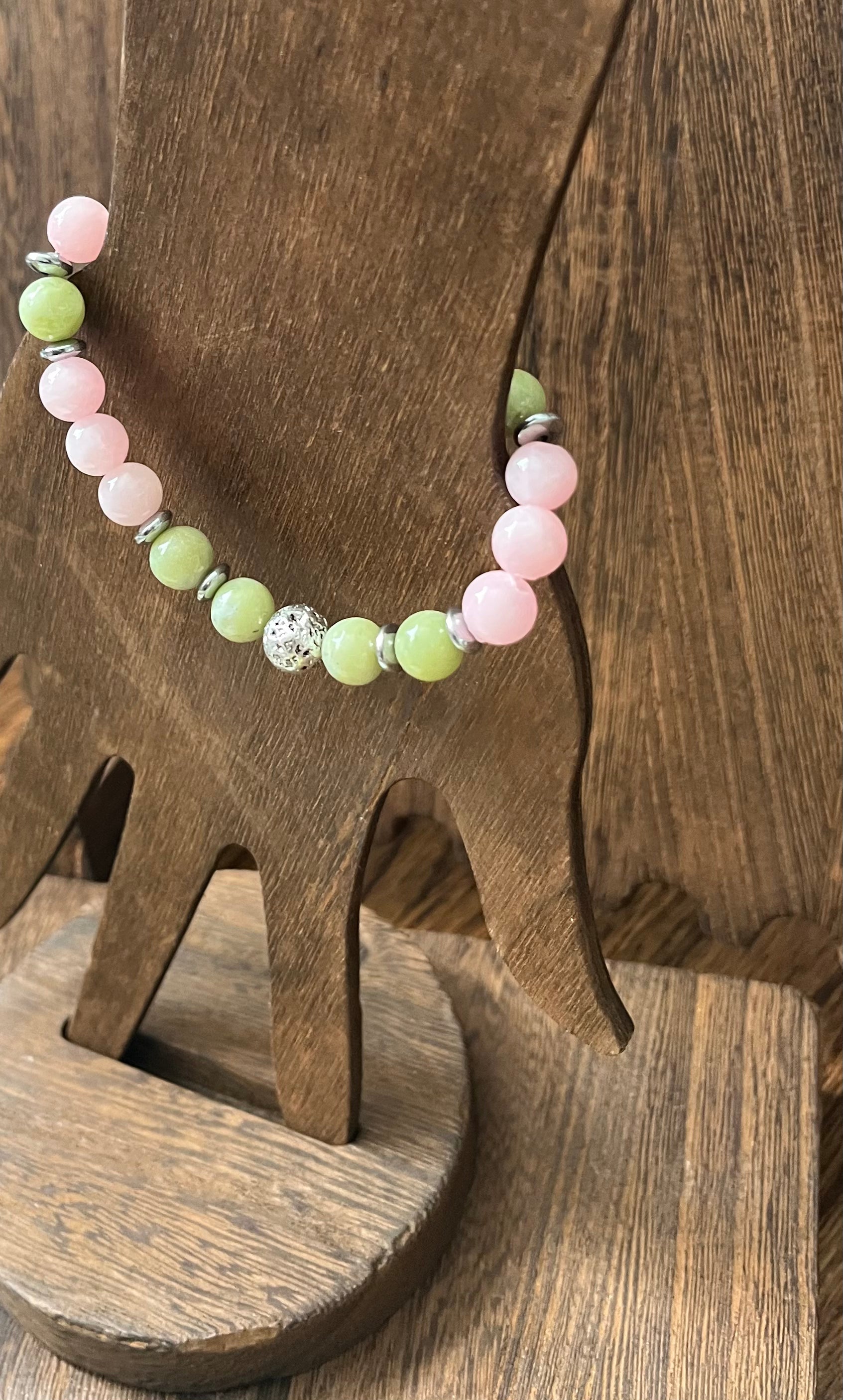 Rose Quartz & Jade Stone Bracelet