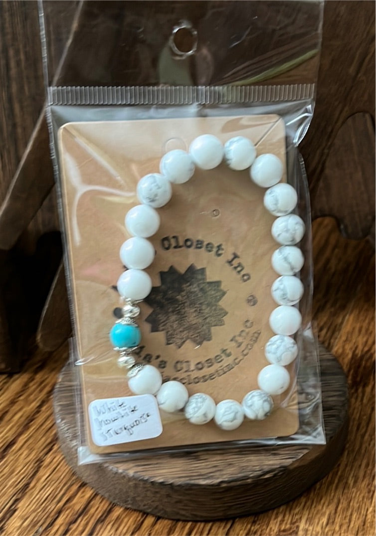 White Howlite & Turquoise Stone Bracelet