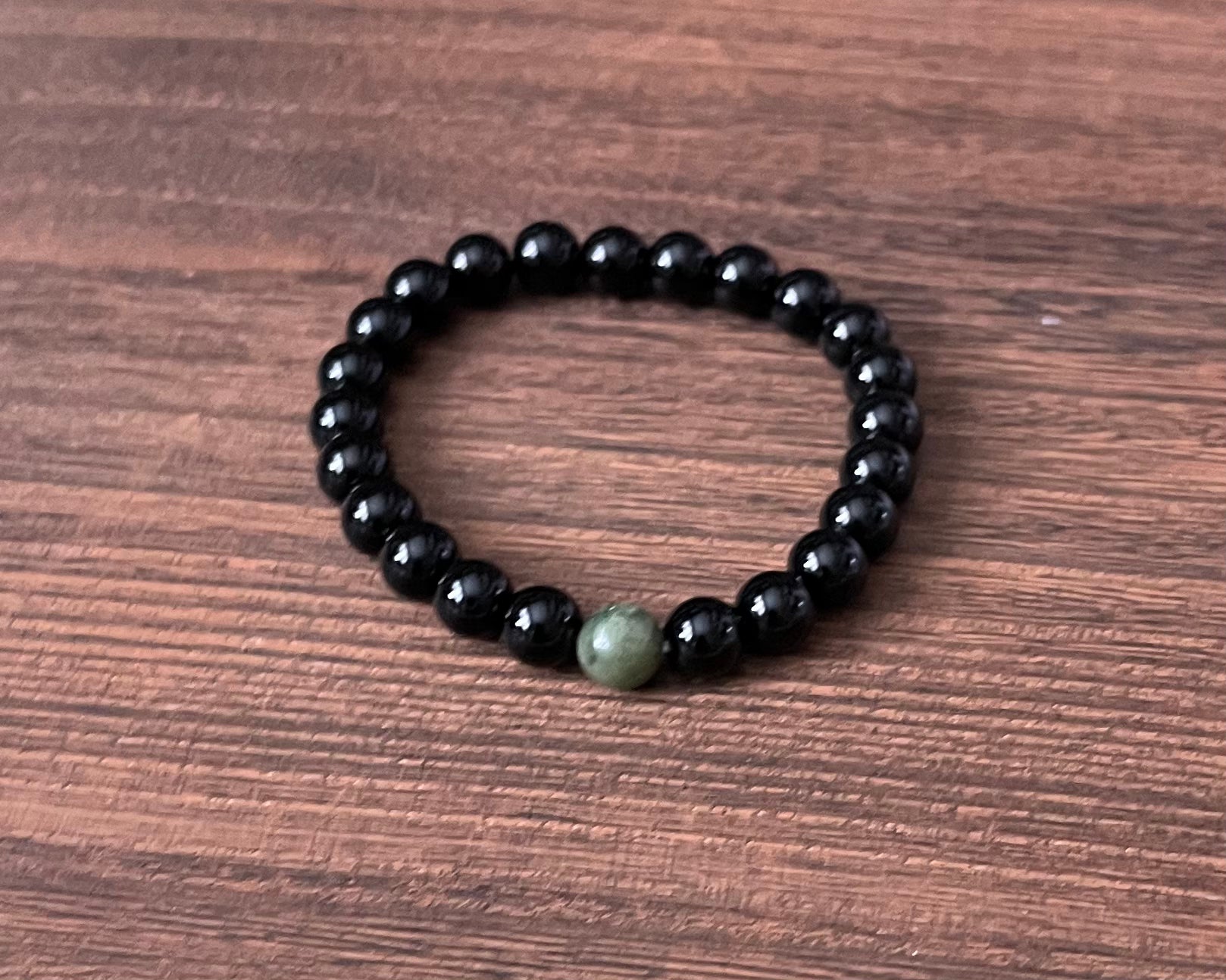 Black Onyx and Green Peridot Stone Bracelet