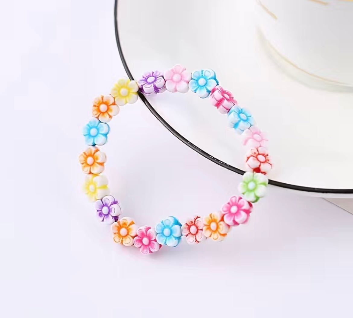 White Rainbow Flower Bracelet