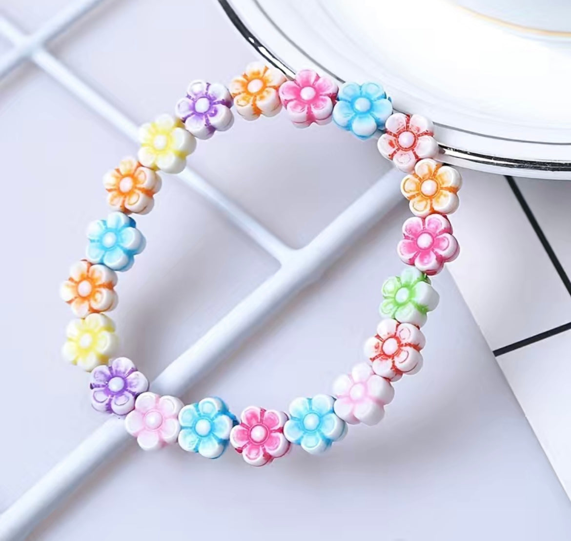 Kira & Company Pastel Rainbow Flower Bracelet