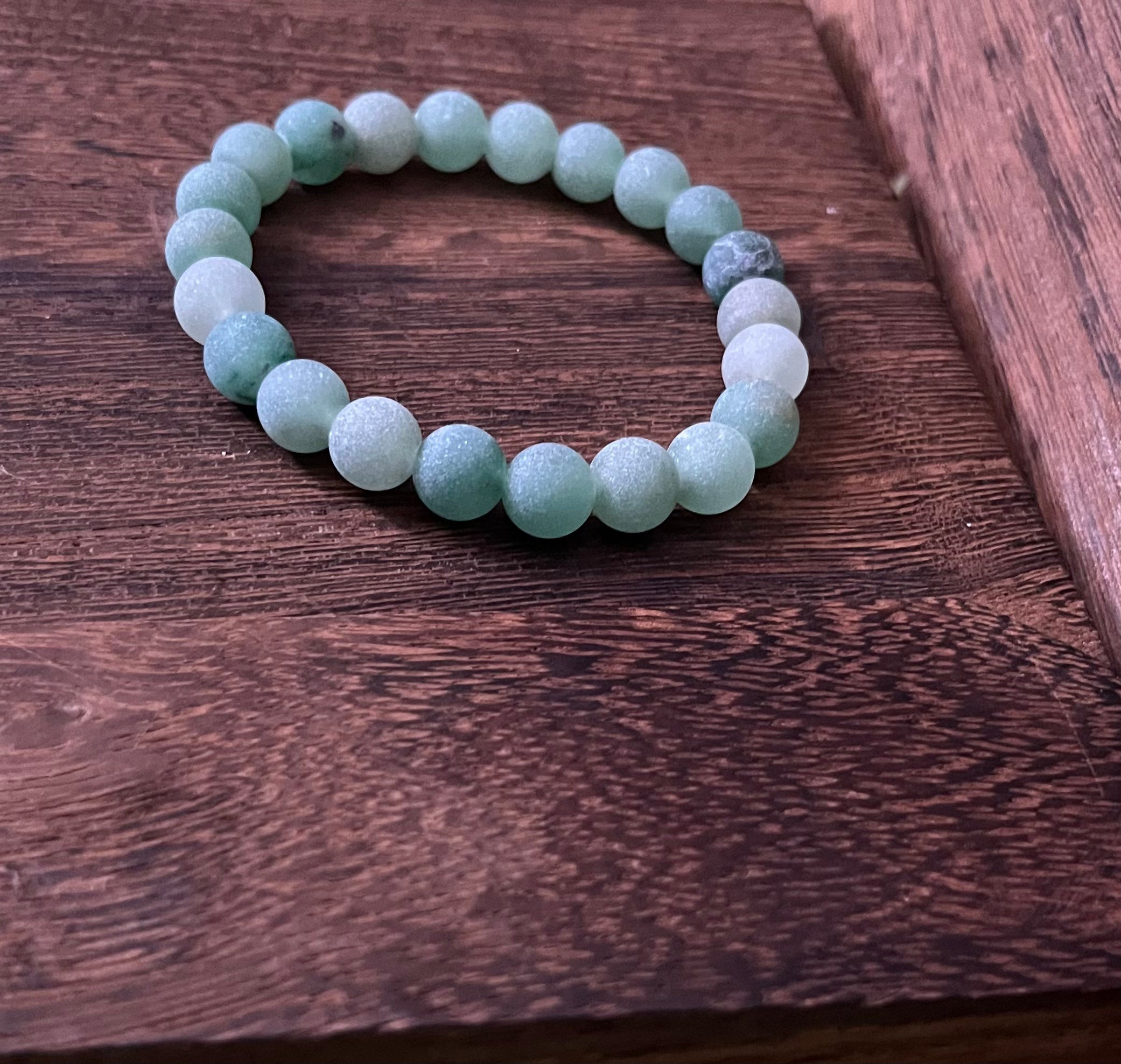 Green Weathered Agate Stone Bracelet