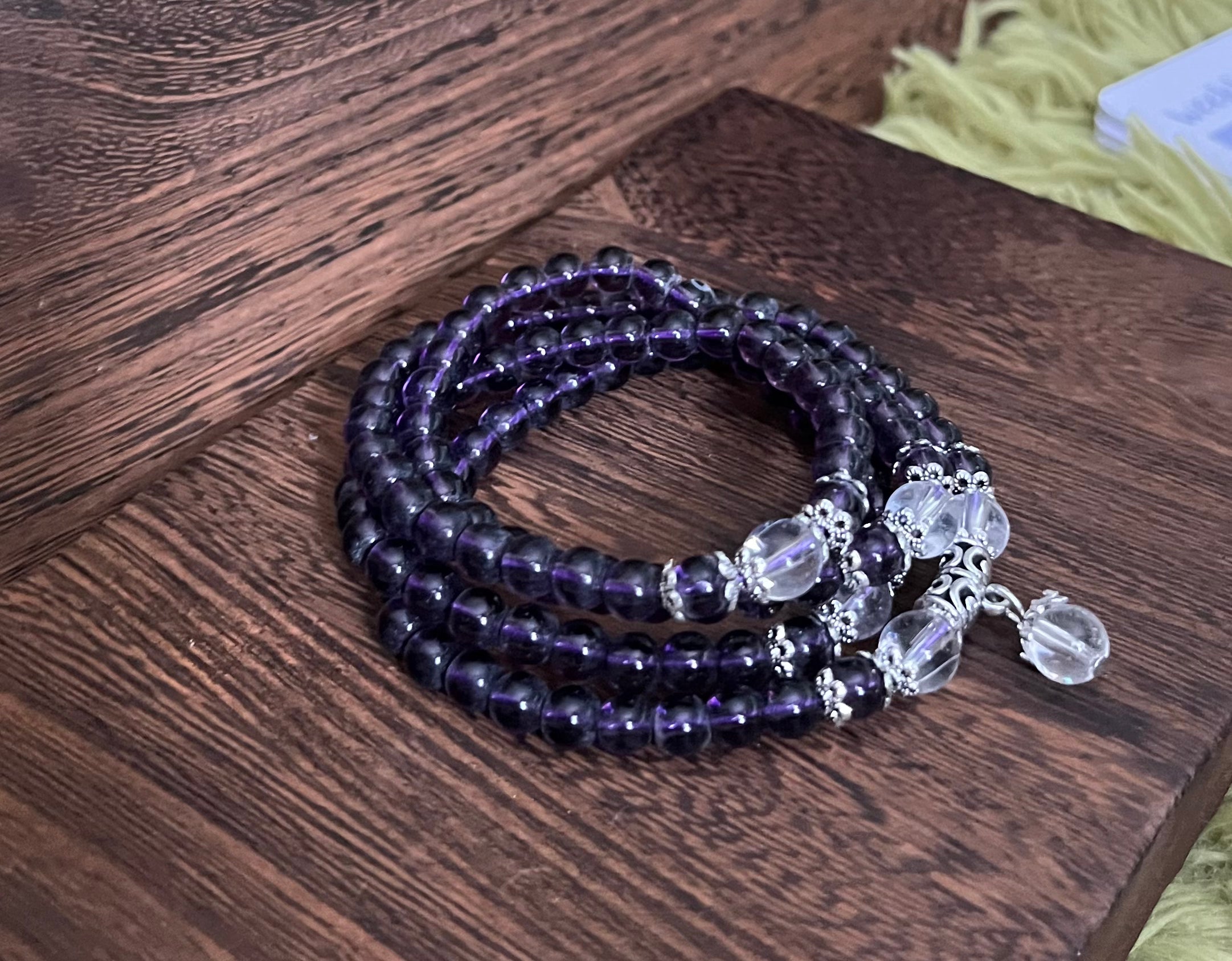 Amethyst Vintage Stone Triple Wrap Bracelet