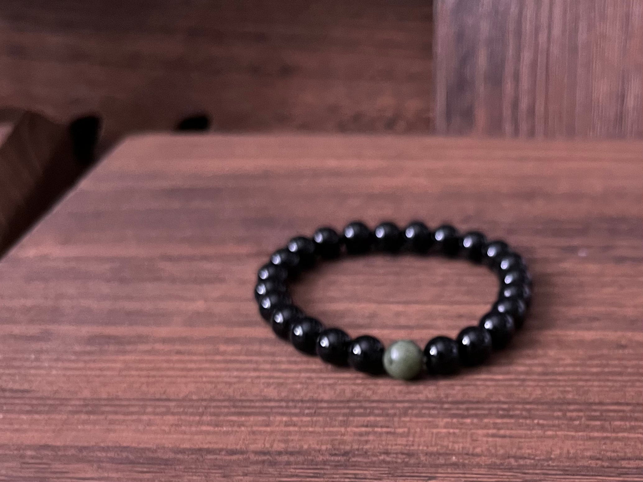 Black Onyx and Green Peridot Stone Bracelet