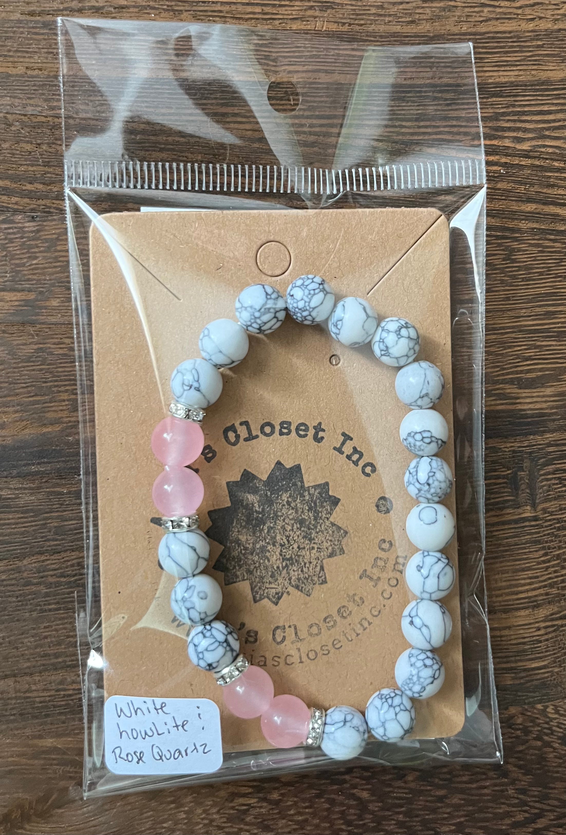 Rose Quartz and White Howlite Stone Bracelet