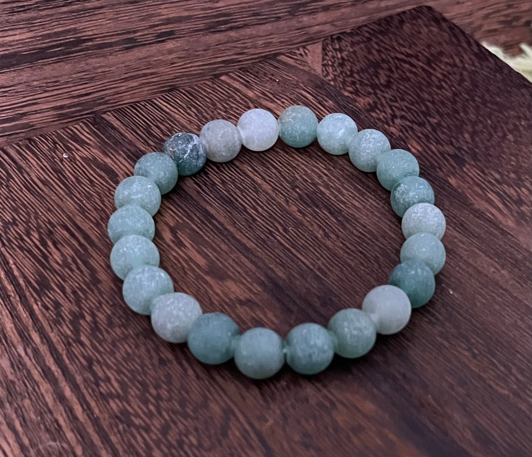 Green Weathered Agate Stone Bracelet