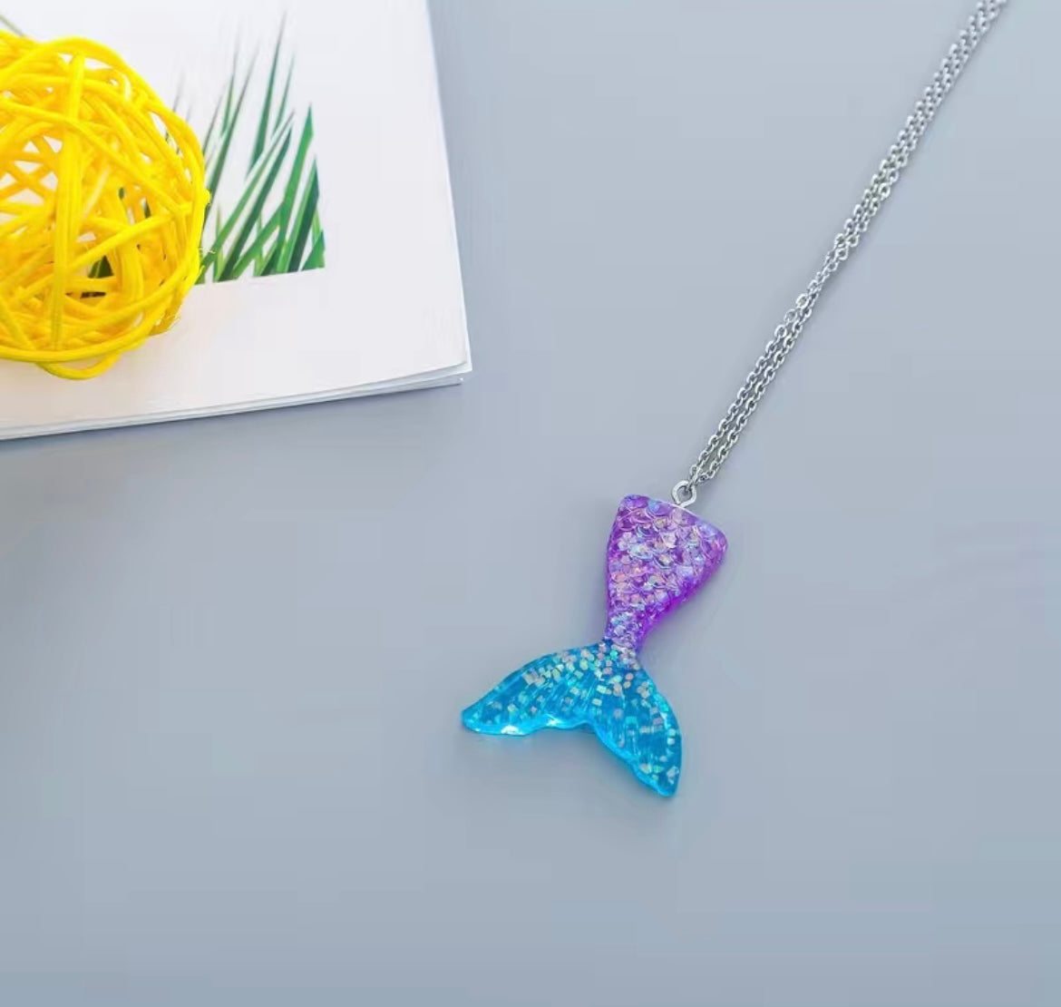 AlterImage Jewelry Mermaid Glow In The Dark Necklaces 3 Pack Green Blue &  Sky Blue Includes UV Light 