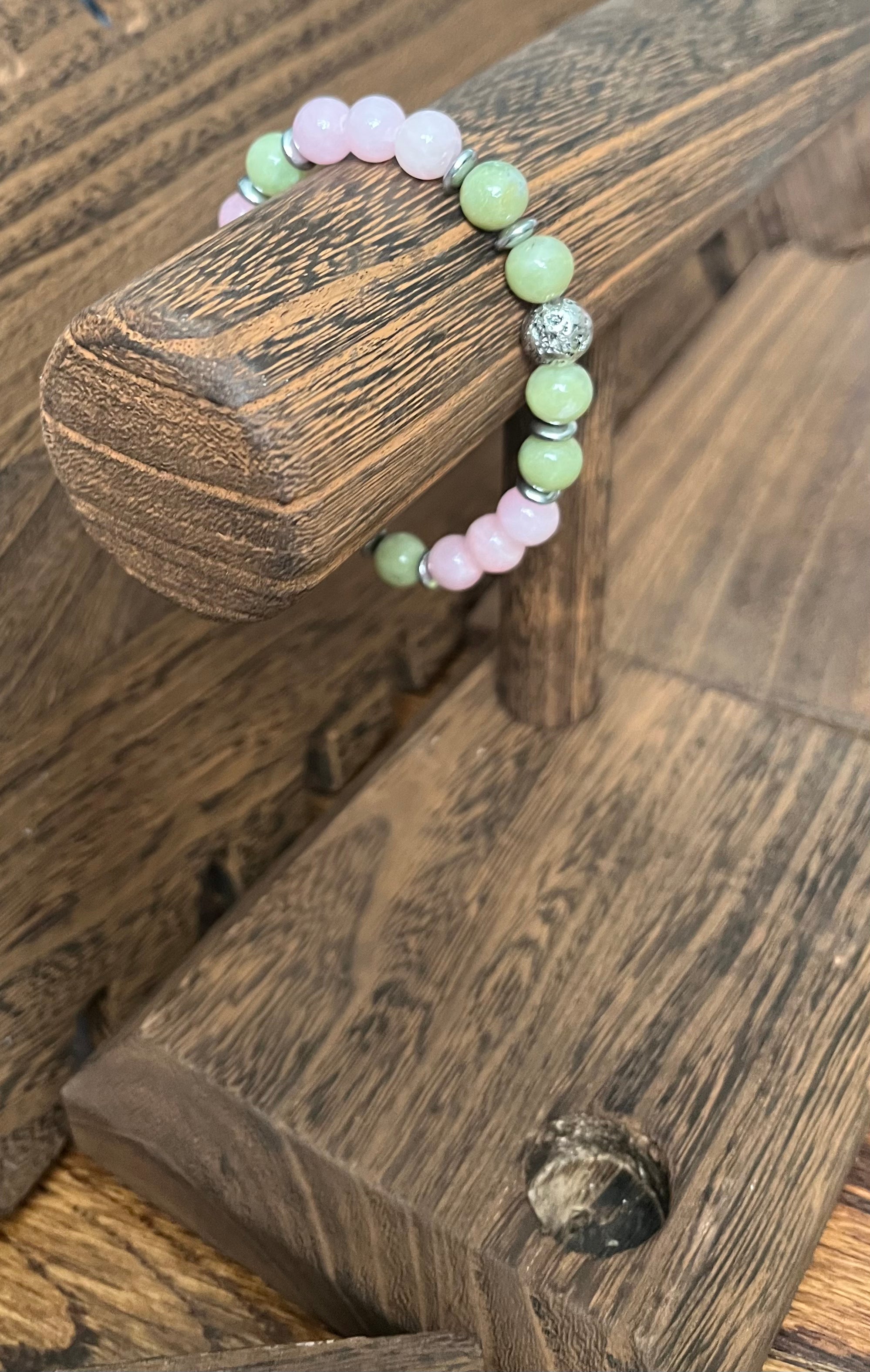 Rose Quartz & Jade Stone Bracelet