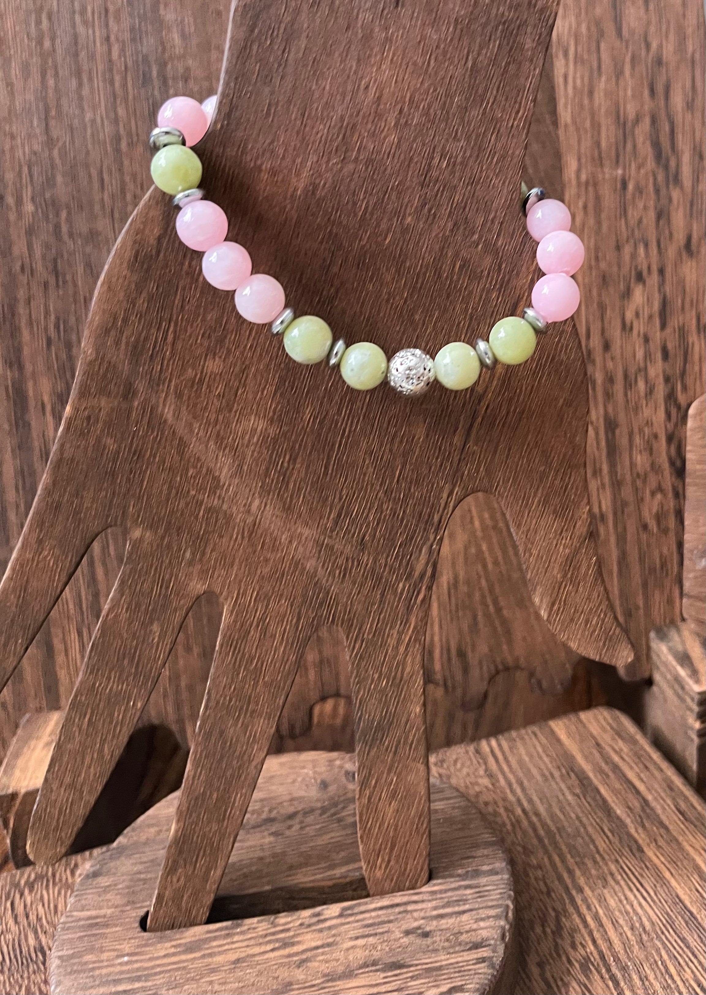 Rose Quartz & Jade Stone Bracelet