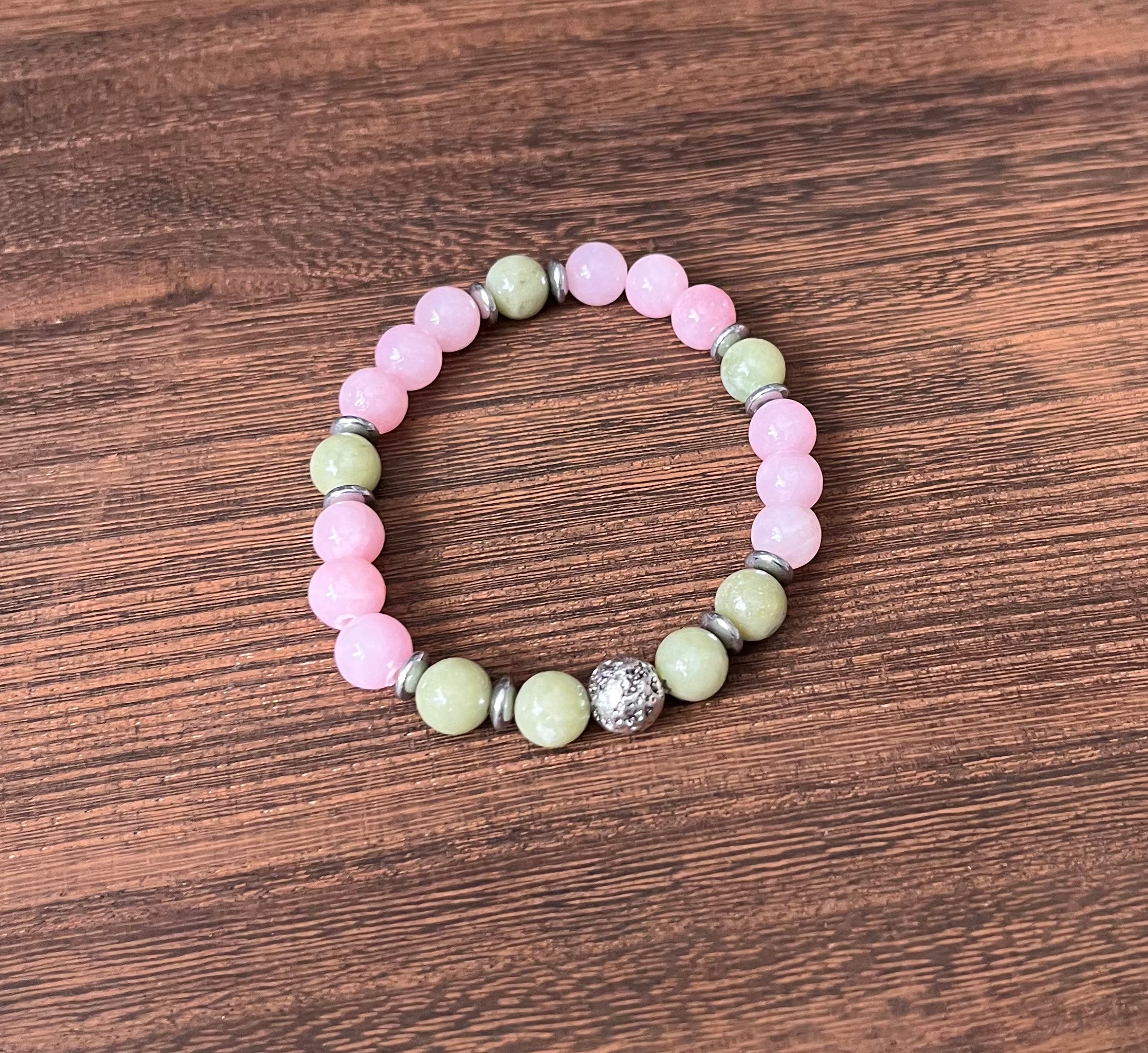 Rose Quartz & Jade Stone Bracelet