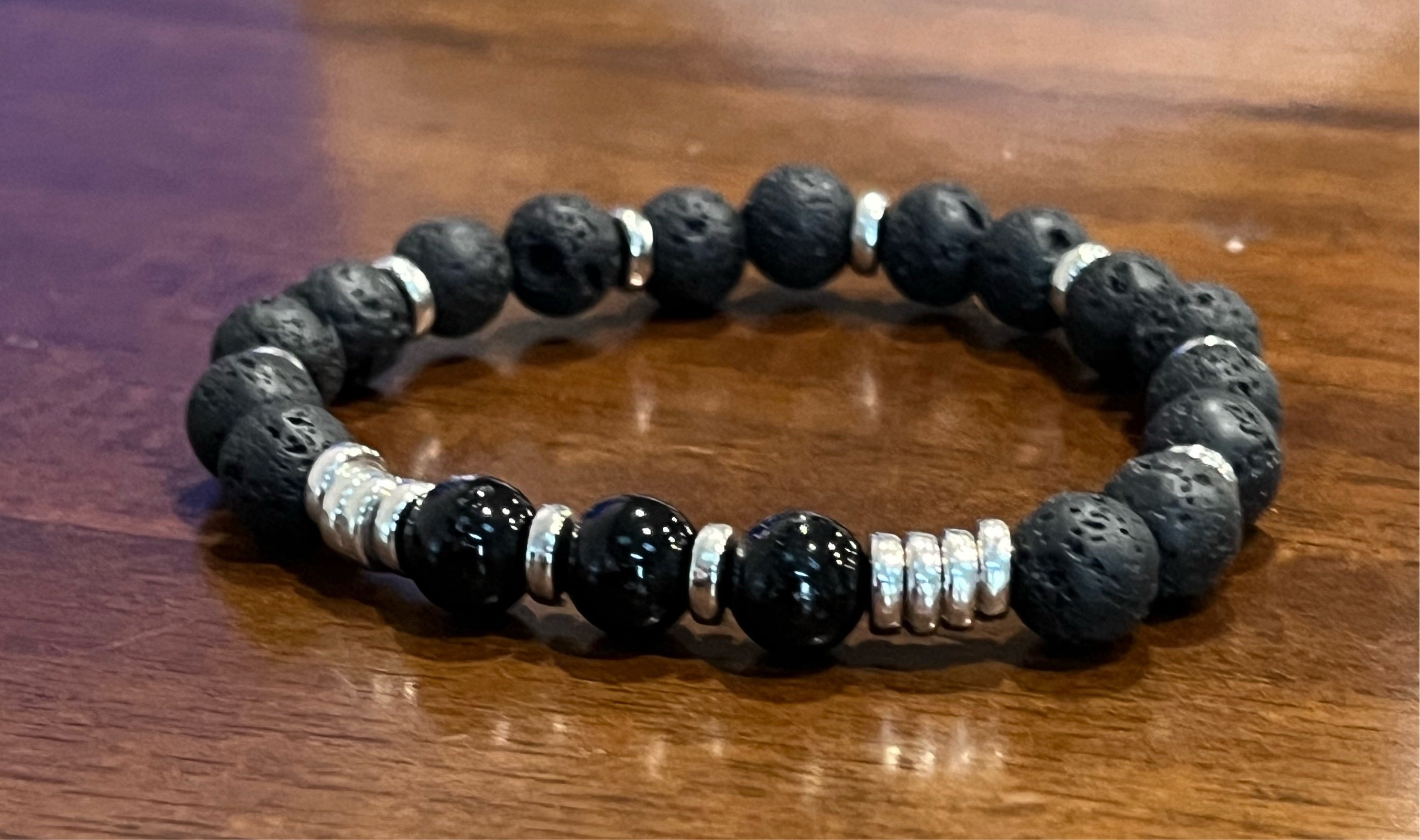 Black Obsidian & Lava Stone Bracelet